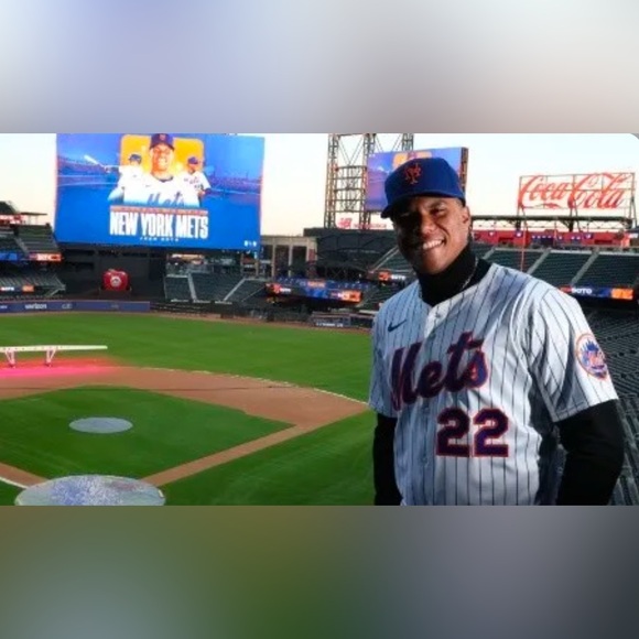 Nike New York Mets Juan Soto #22 Pinstripe with Patch Baseball Jersey Mens Sz XL - Picture 2 of 8